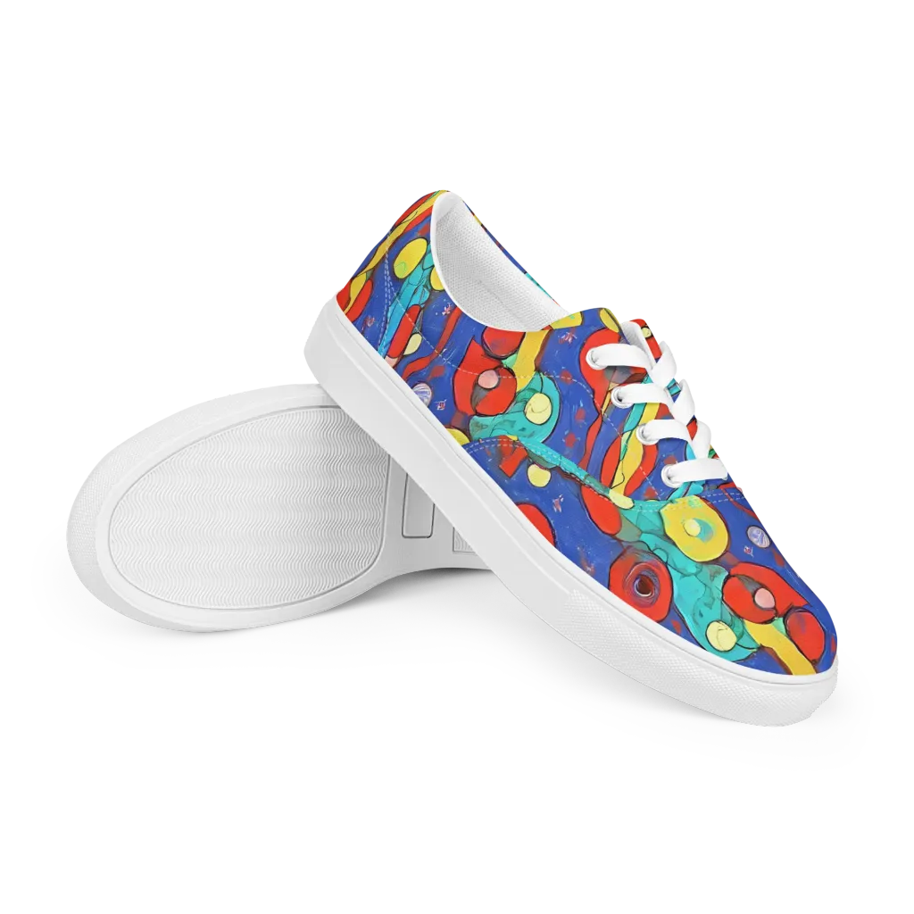 Colorwave Garden on Men's Lace-Up Canvas Shoes — Right Front