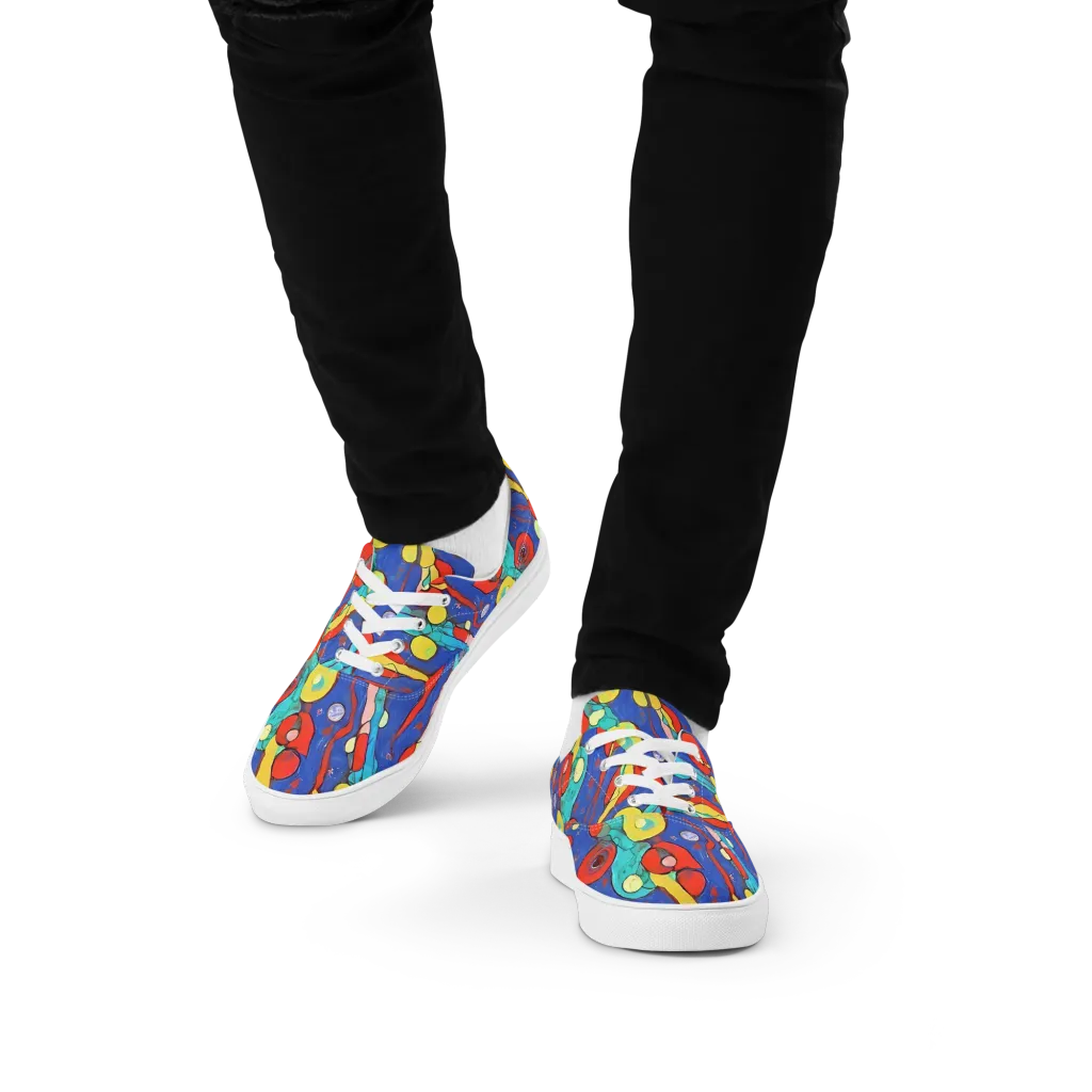 Colorwave Garden on Men's Lace-Up Canvas Shoes — Front