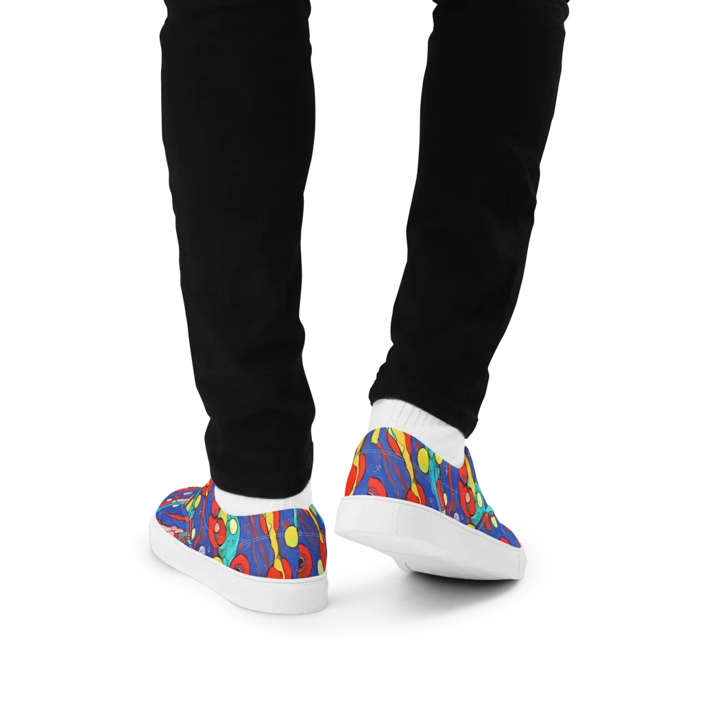 Colorwave Garden on Men's Lace-Up Canvas Shoes — Back