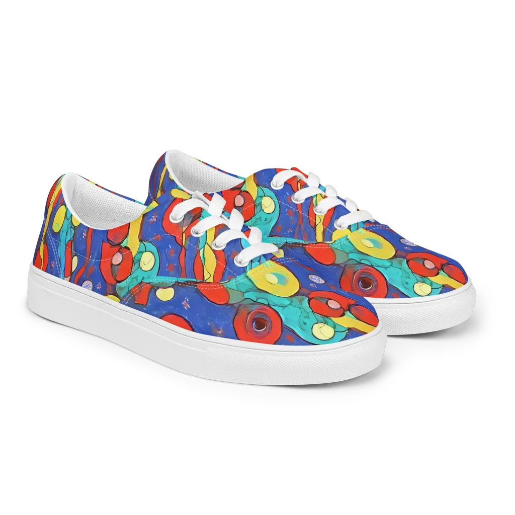 Colorwave Garden on Men's Lace-Up Canvas Shoes — Right Front