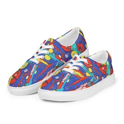 Colorwave Garden on a Men's Lace-Up Canvas Shoes