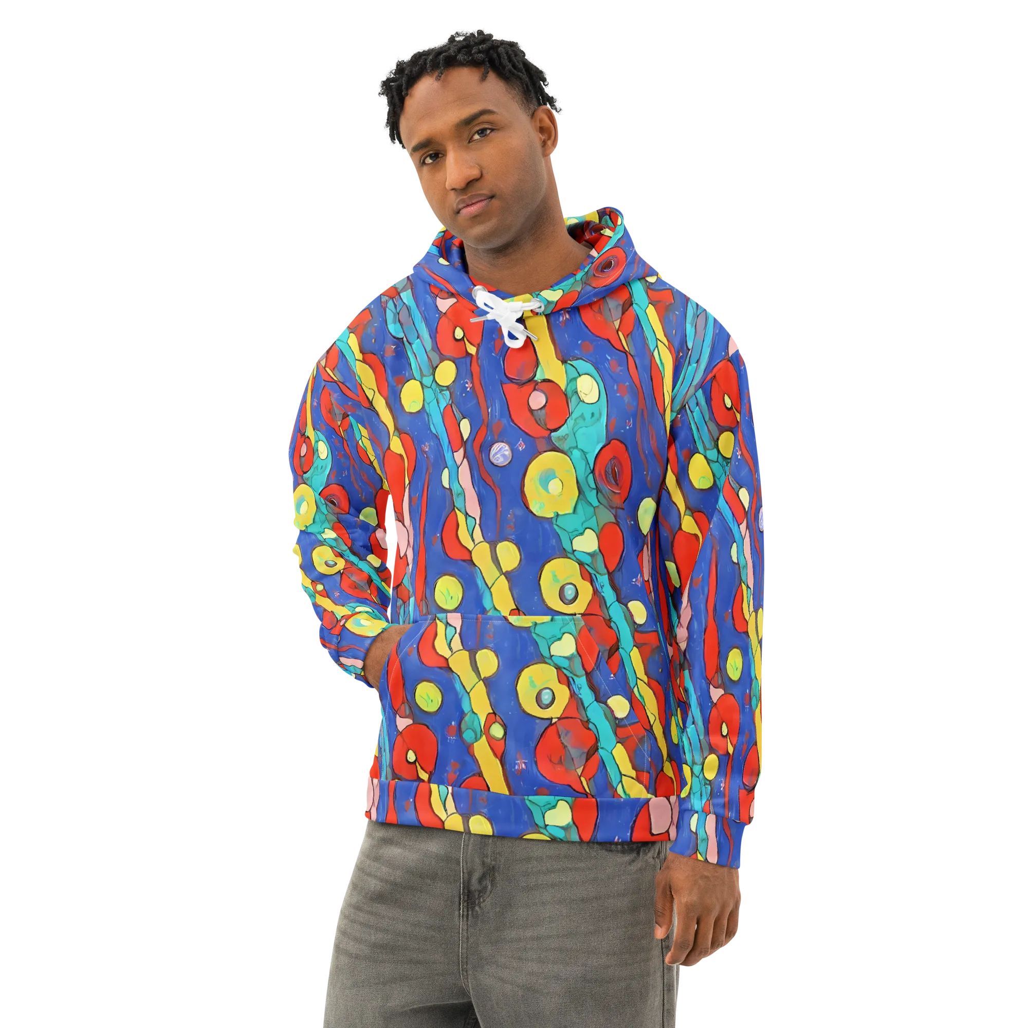 Colorwave Garden on Cotton Hoodie — Left Front