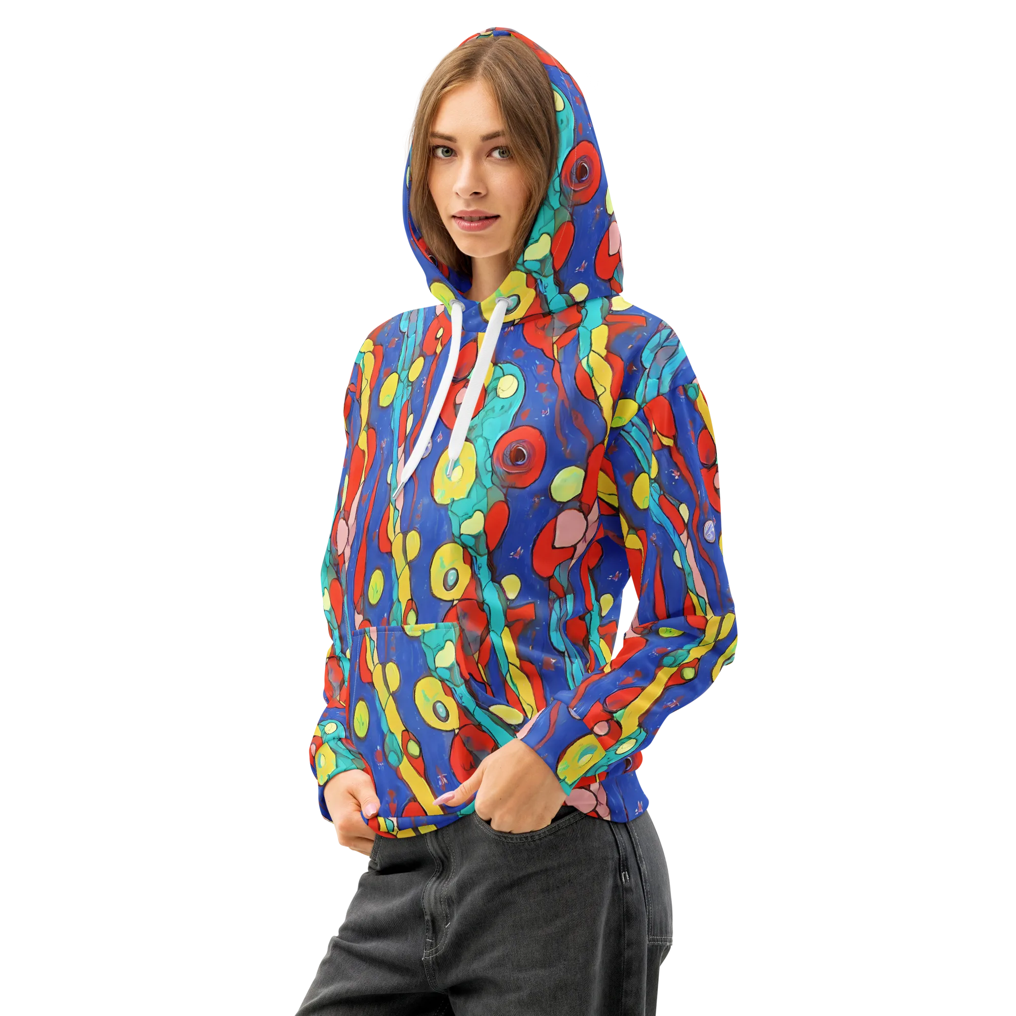 Colorwave Garden on Cotton Hoodie — Left Front