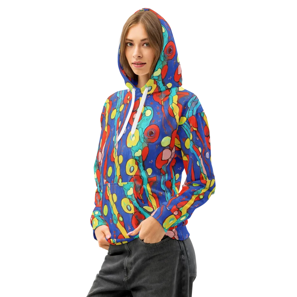 Colorwave Garden on Cotton Hoodie — Left Front