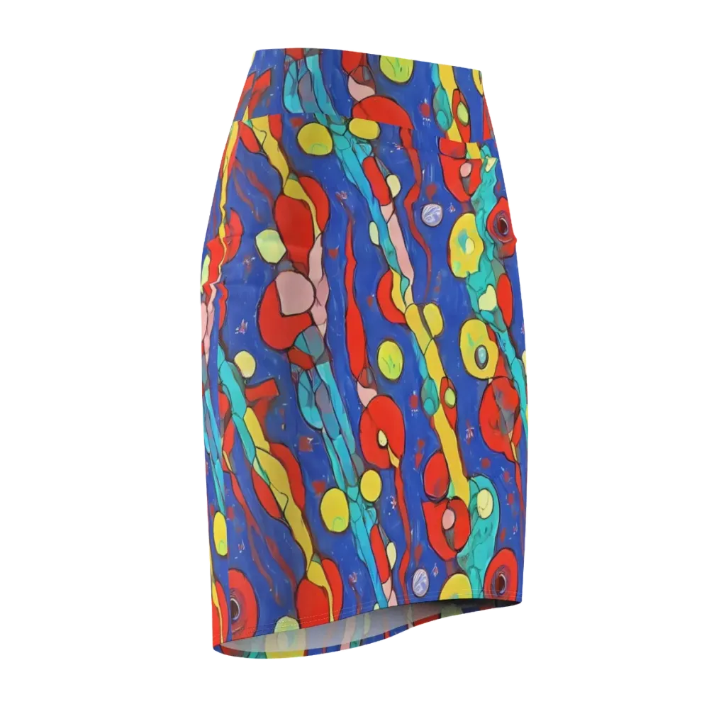Colorwave Garden on Pencil Skirt — Front Side