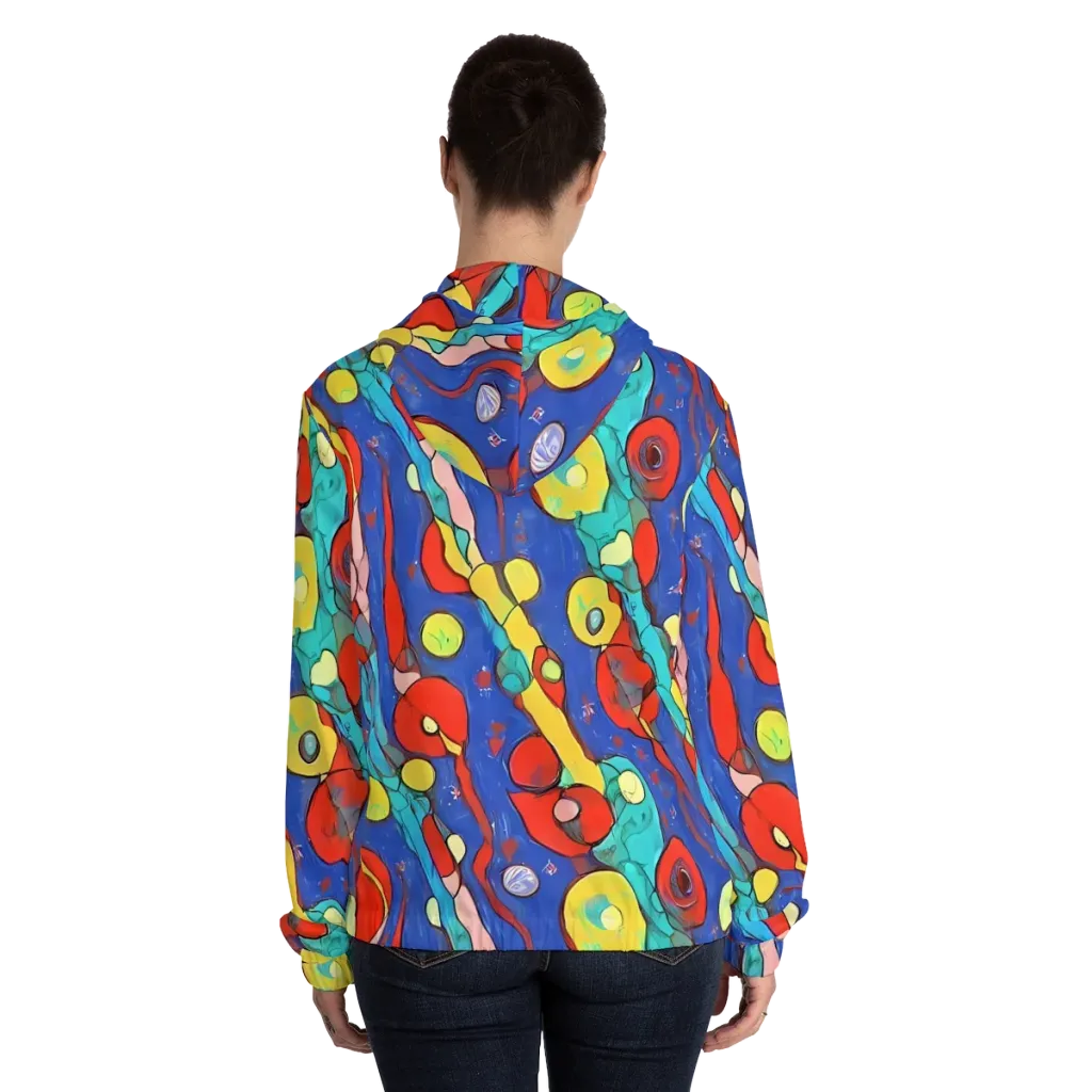 Colorwave Garden on Women's Full-Zip Hoodie — Back On Person