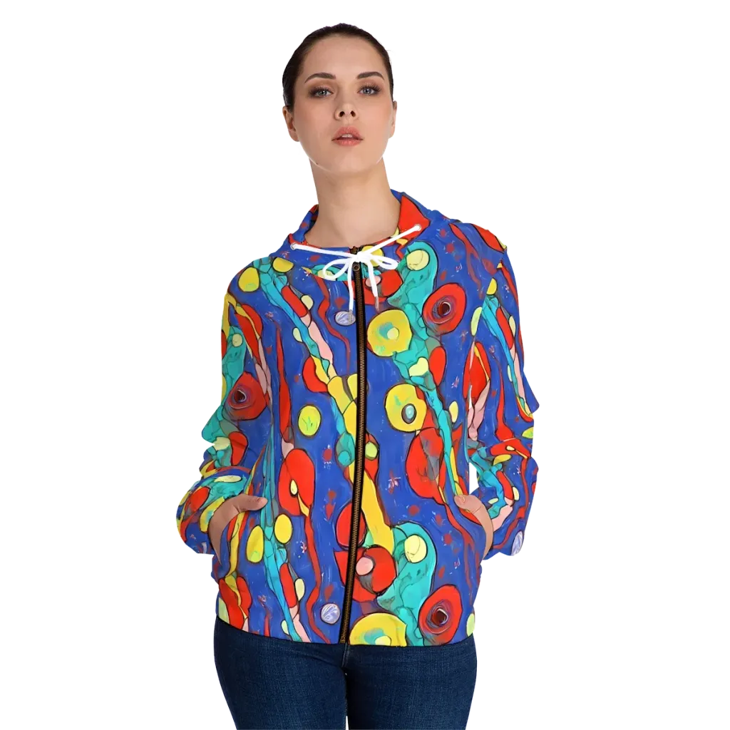 Colorwave Garden on Women's Full-Zip Hoodie — Front On Person