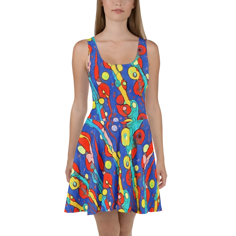 Colorwave Garden on Skater Dress — Front