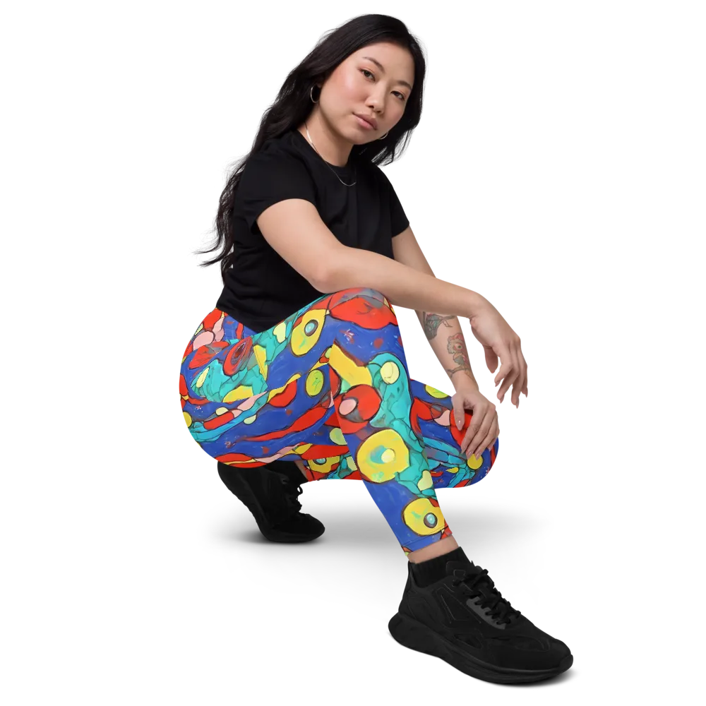 Colorwave Garden on Leggings with Pockets — Right Front