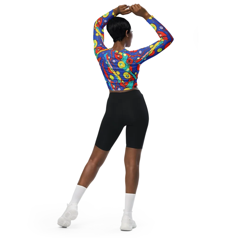 Colorwave Garden on Long Sleeve Crop Top — Back