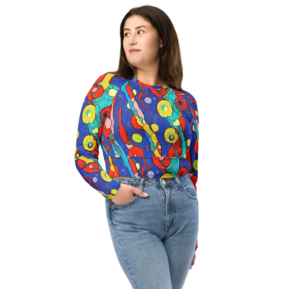 Colorwave Garden on Long Sleeve Crop Top — Front