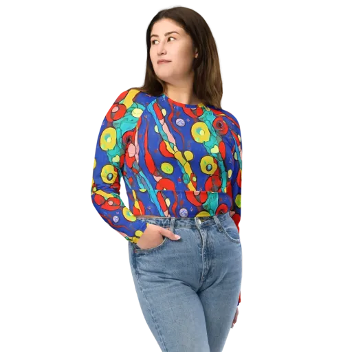 Colorwave Garden on a Long Sleeve Crop Top