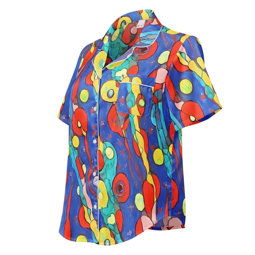 Colorwave Garden on Women's Short Sleeve Pajama Top — Left Front