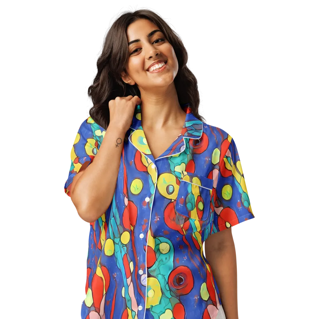 Colorwave Garden on Women's Short Sleeve Pajama Top — Front