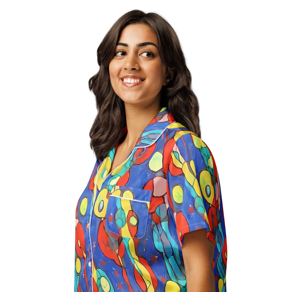 Colorwave Garden on Women's Short Sleeve Pajama Top — Left Front