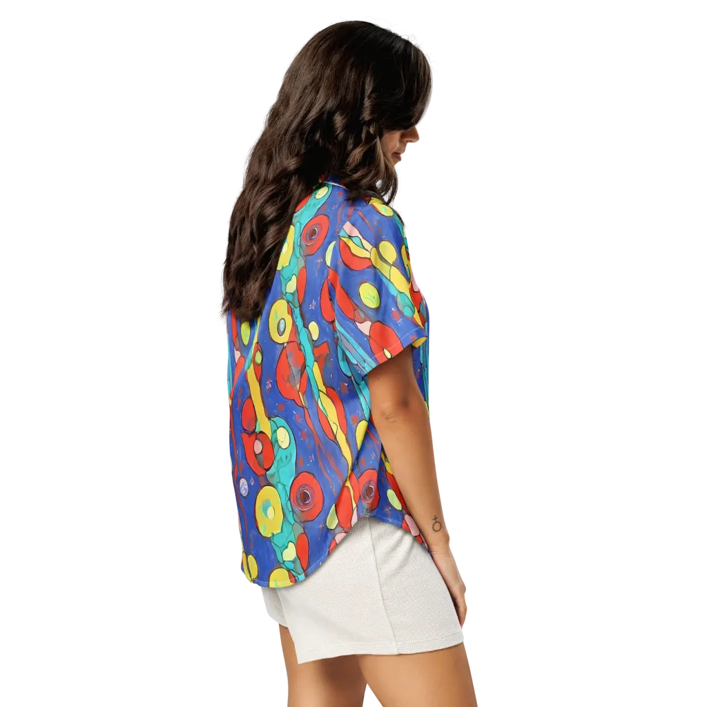 Colorwave Garden on Women's Short Sleeve Pajama Top — Right Back