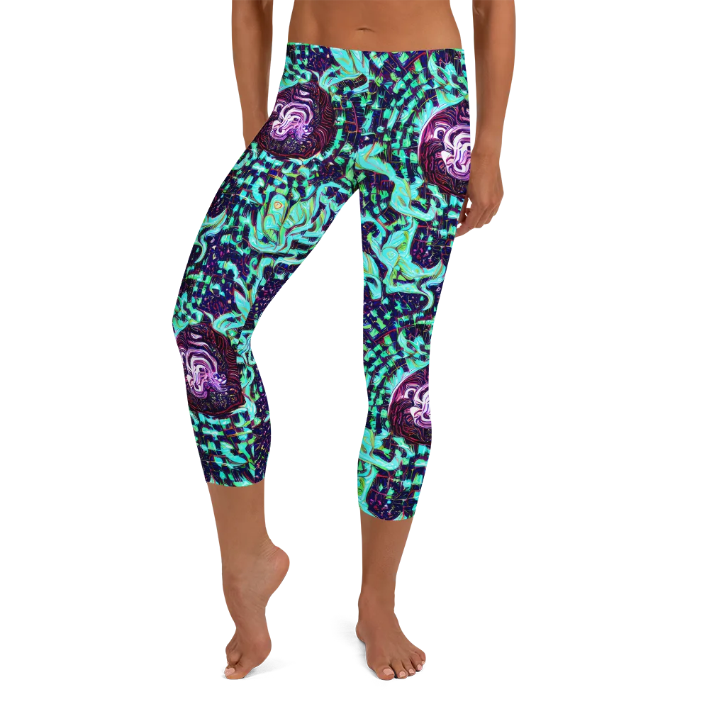 Midnight Electric on Capri Leggings — Front