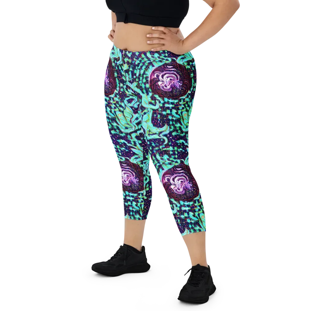 Midnight Electric on Capri Leggings — Front