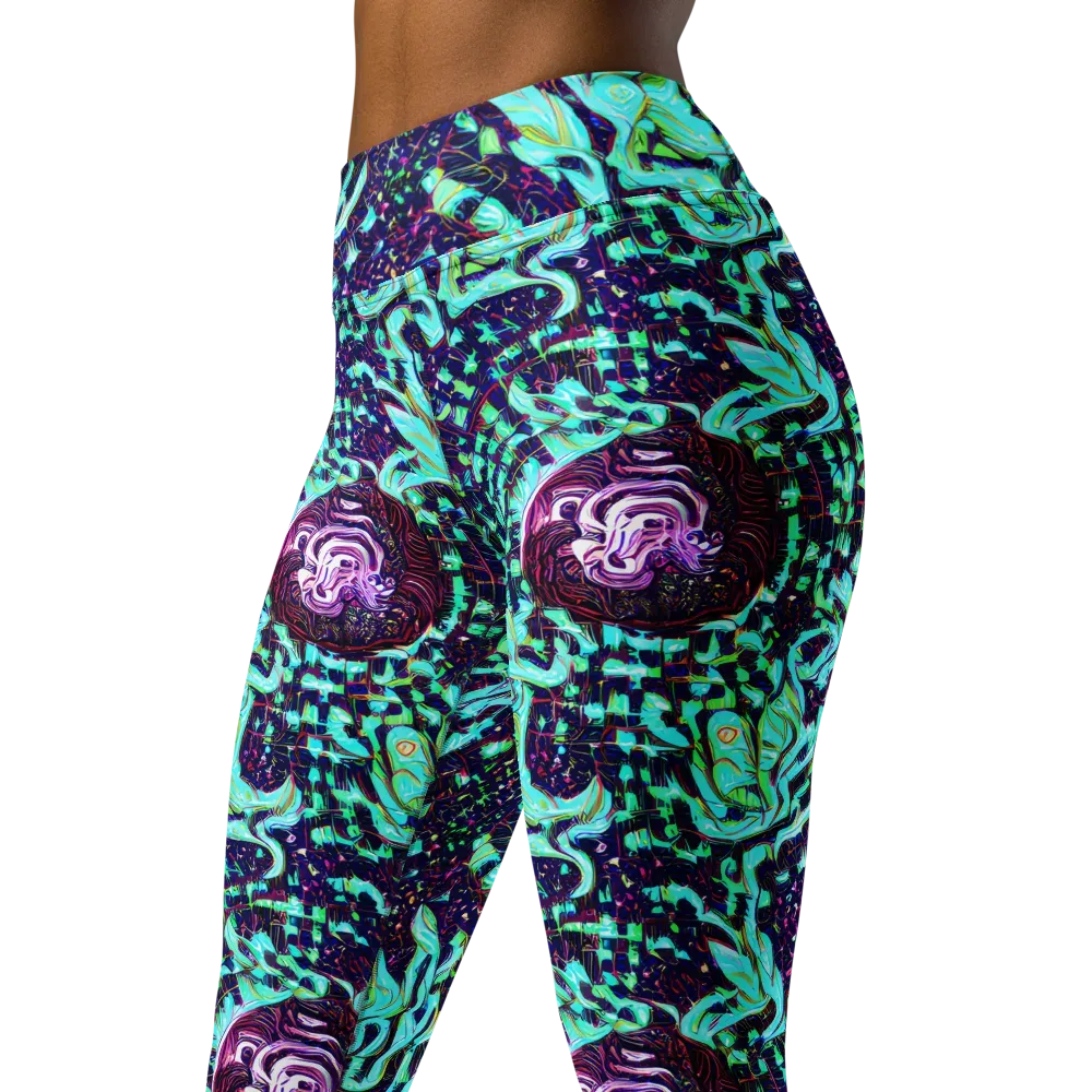 Midnight Electric on Yoga Leggings — Left Front