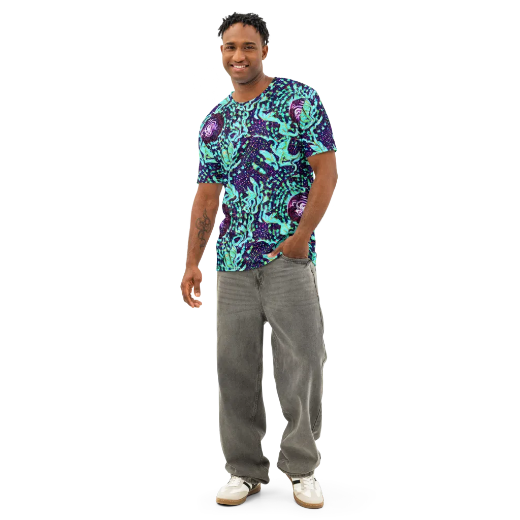 Midnight Electric on Men's Cotton Crew Neck T-Shirt — Front