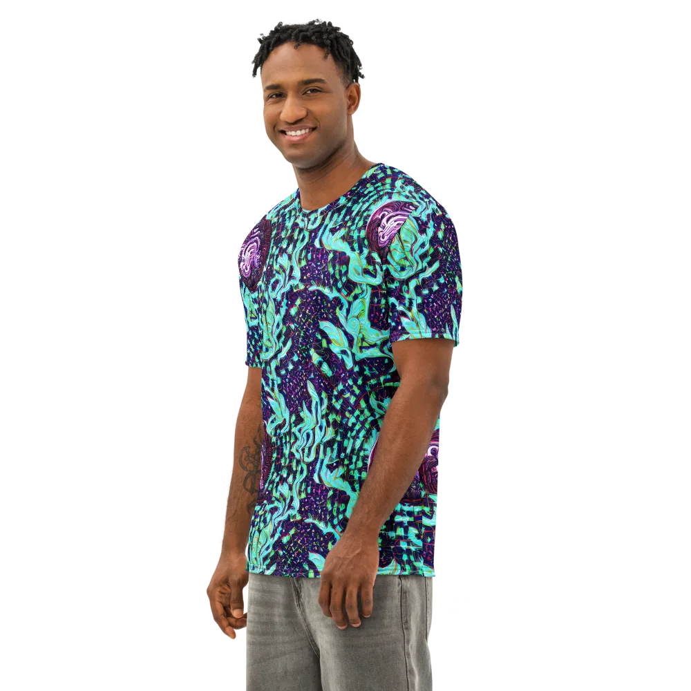 Midnight Electric on Men's Cotton Crew Neck T-Shirt — Left Front