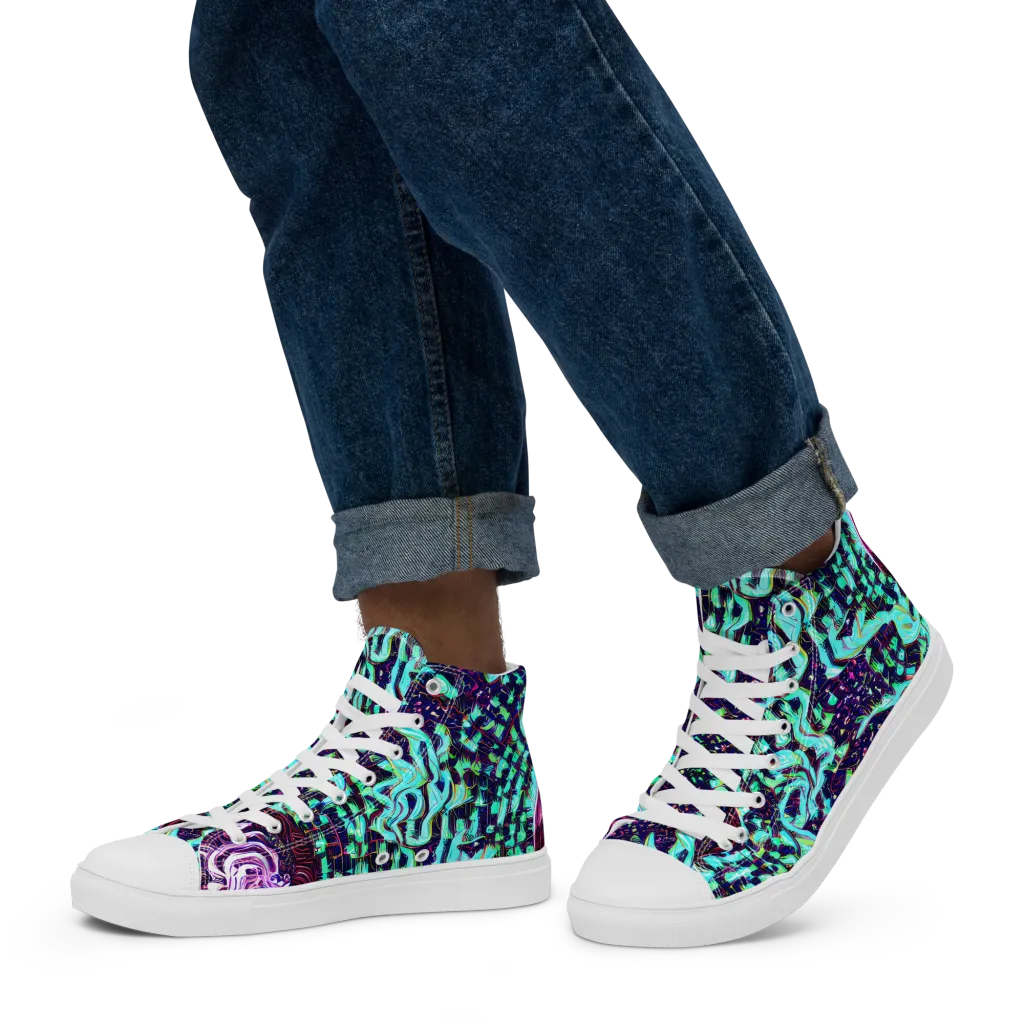 Midnight Electric on Men's High Top Canvas Shoes — Left