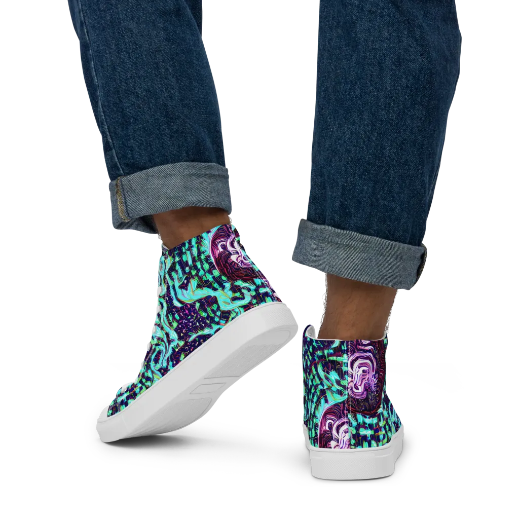 Midnight Electric on Men's High Top Canvas Shoes — Back