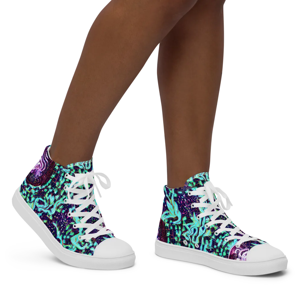 Midnight Electric on Women's High Top Canvas Shoes — Right