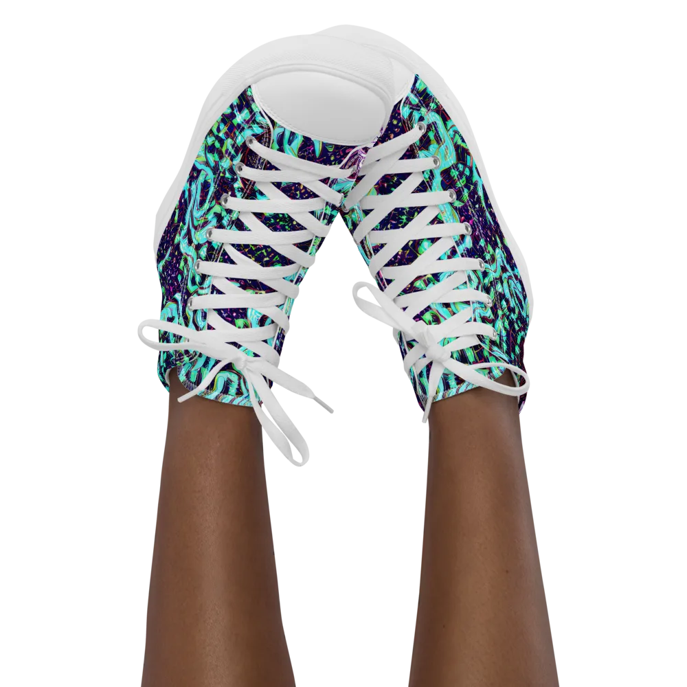 Midnight Electric on Women's High Top Canvas Shoes — Front