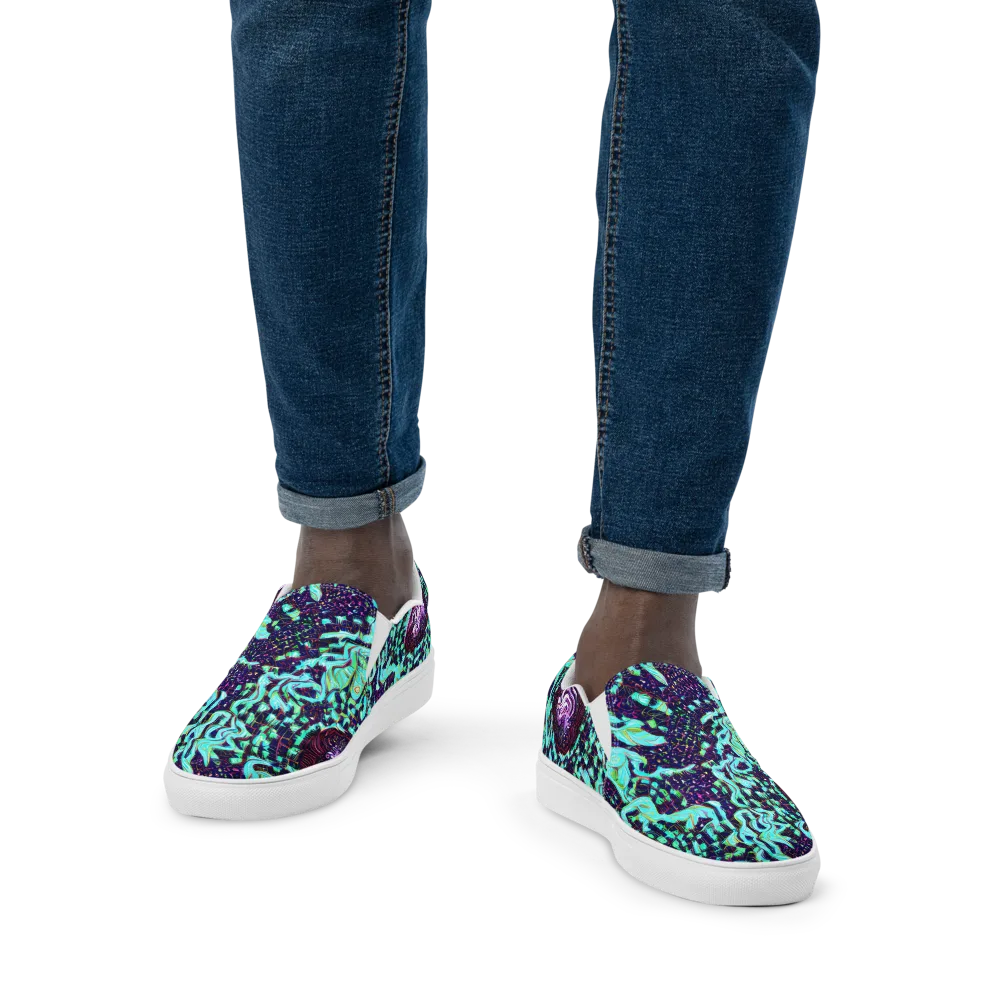 Midnight Electric on Men's Slip-On Canvas Shoes — Front