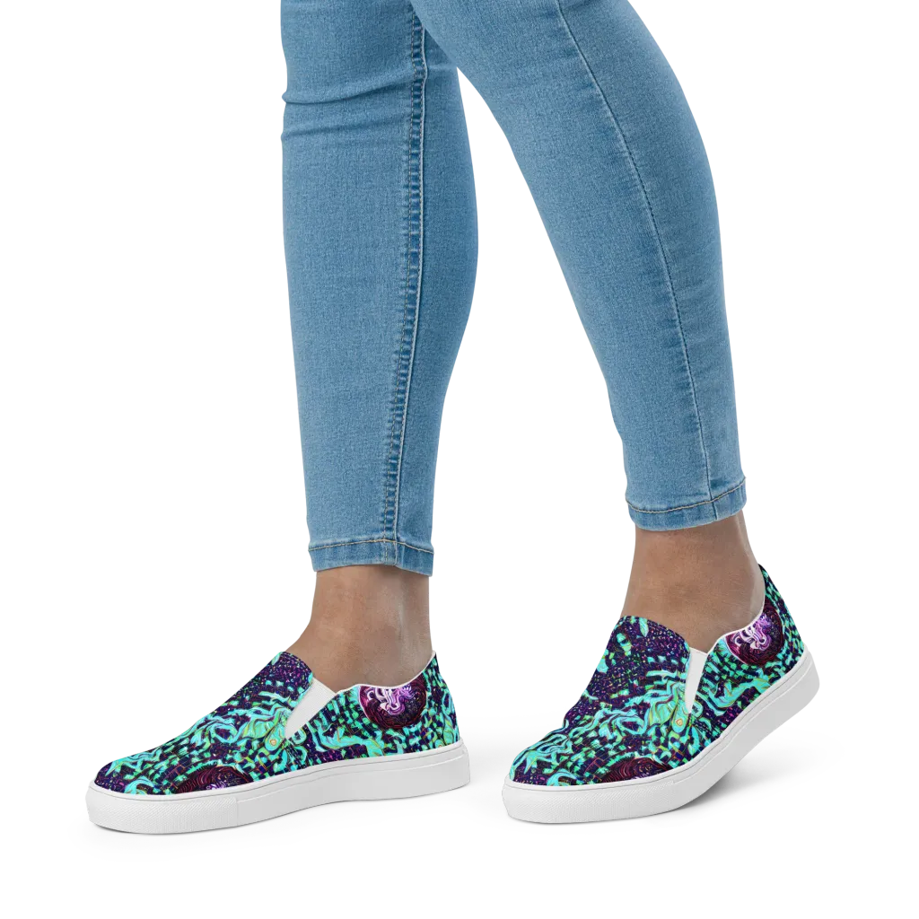 Midnight Electric on Women's Slip-On Canvas Shoes — Front