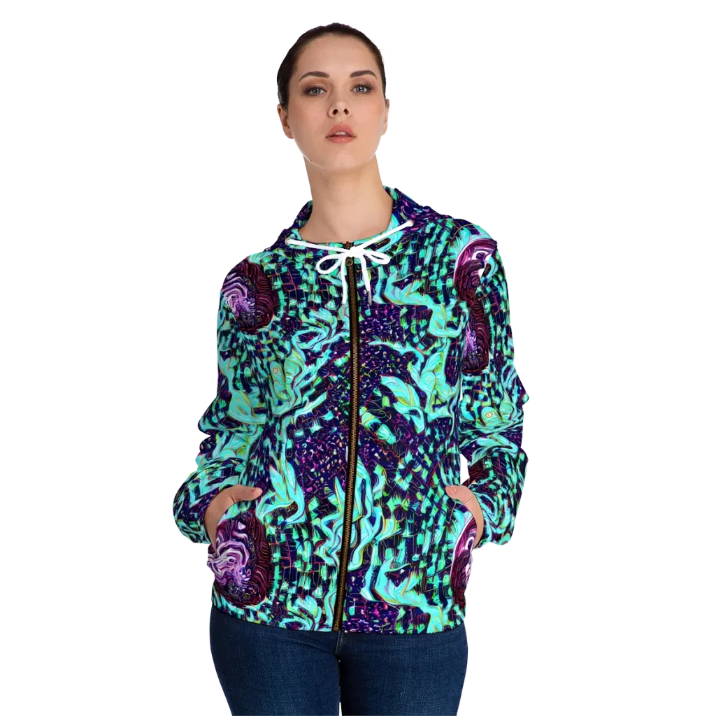 Midnight Electric on Women's Full-Zip Hoodie — Front On Person
