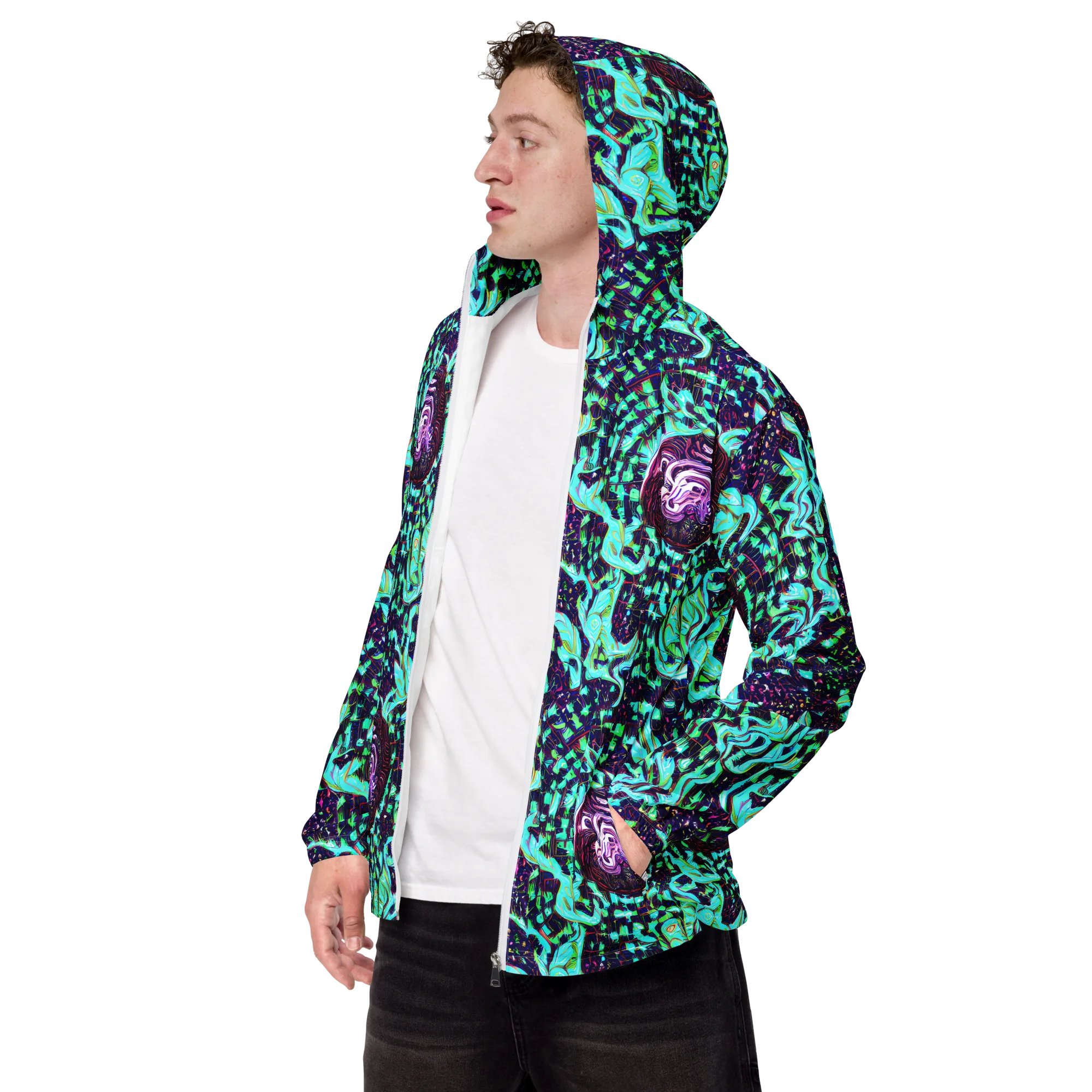 Midnight Electric on Men's Windbreaker — Left Front