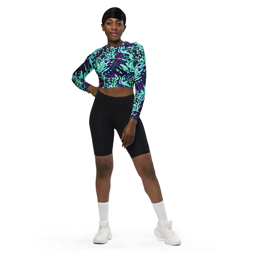 Midnight Electric on Long Sleeve Crop Top — Front