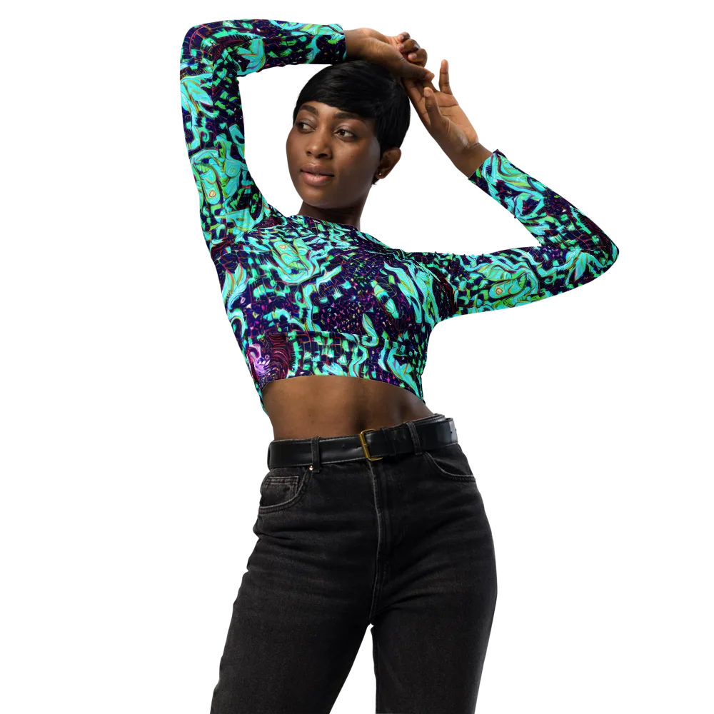 Midnight Electric on Long Sleeve Crop Top — Front