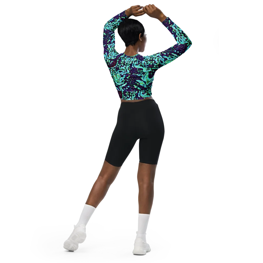 Midnight Electric on Long Sleeve Crop Top — Back