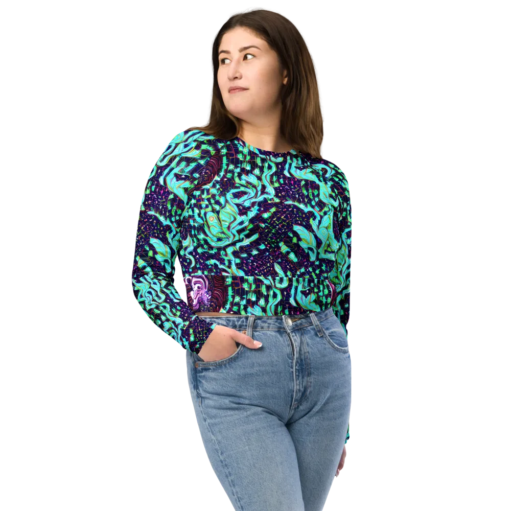 Midnight Electric on Long Sleeve Crop Top — Front