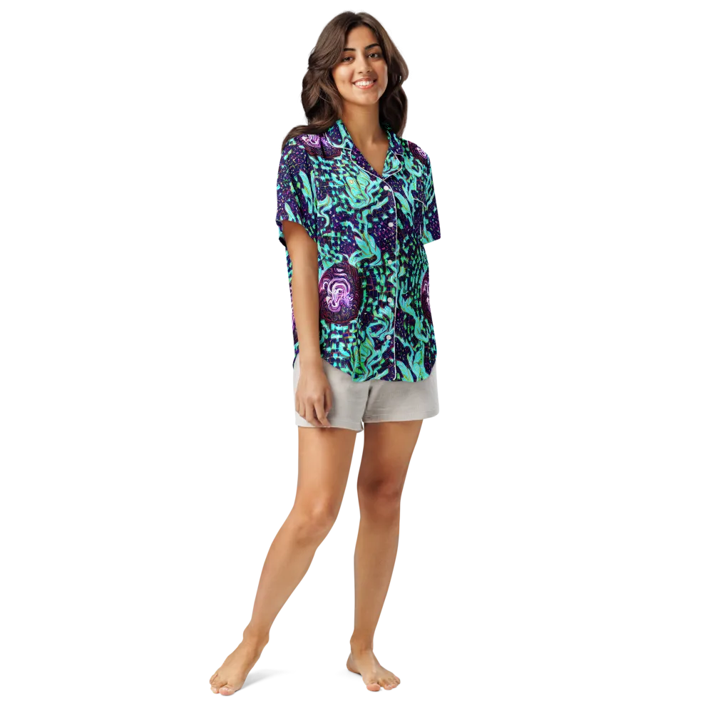 Midnight Electric on Women's Short Sleeve Pajama Top — Front