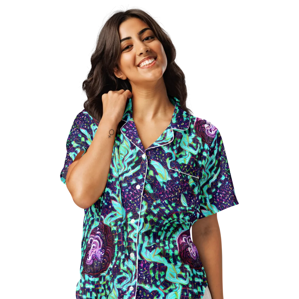 Midnight Electric on Women's Short Sleeve Pajama Top — Front