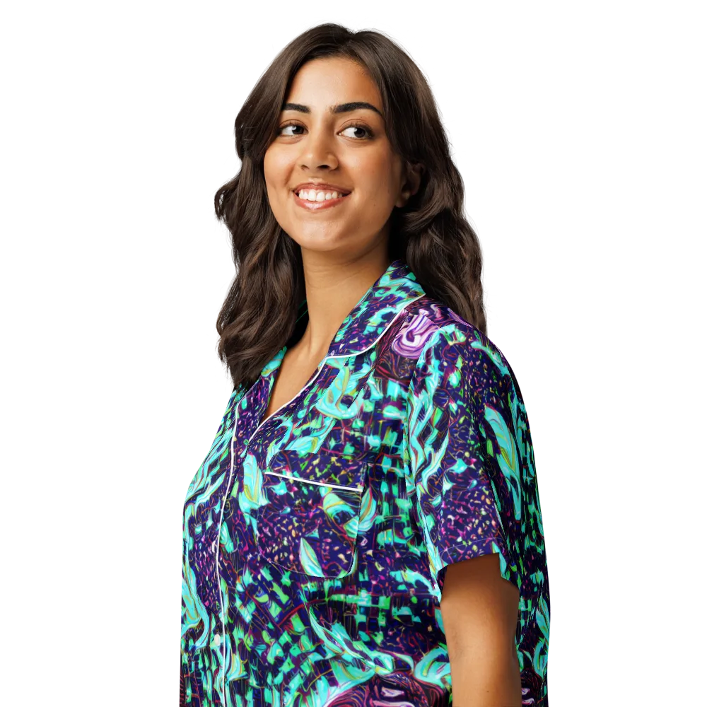 Midnight Electric on Women's Short Sleeve Pajama Top — Left Front