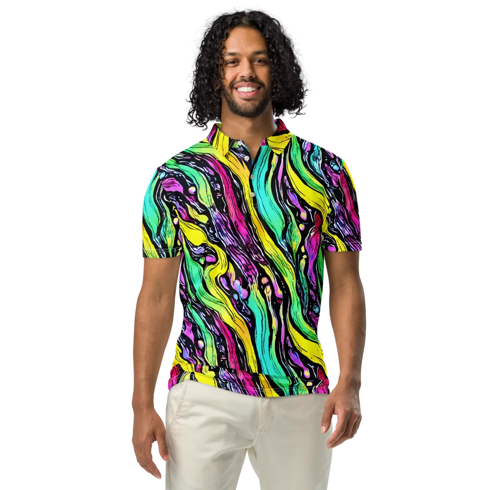 Neon Wildwater on Men's Slim Fit Polo Shirt — Front