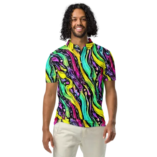 Neon Wildwater on a Men's Slim Fit Polo Shirt