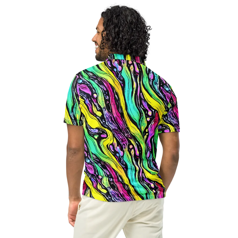 Neon Wildwater on Men's Slim Fit Polo Shirt — Back