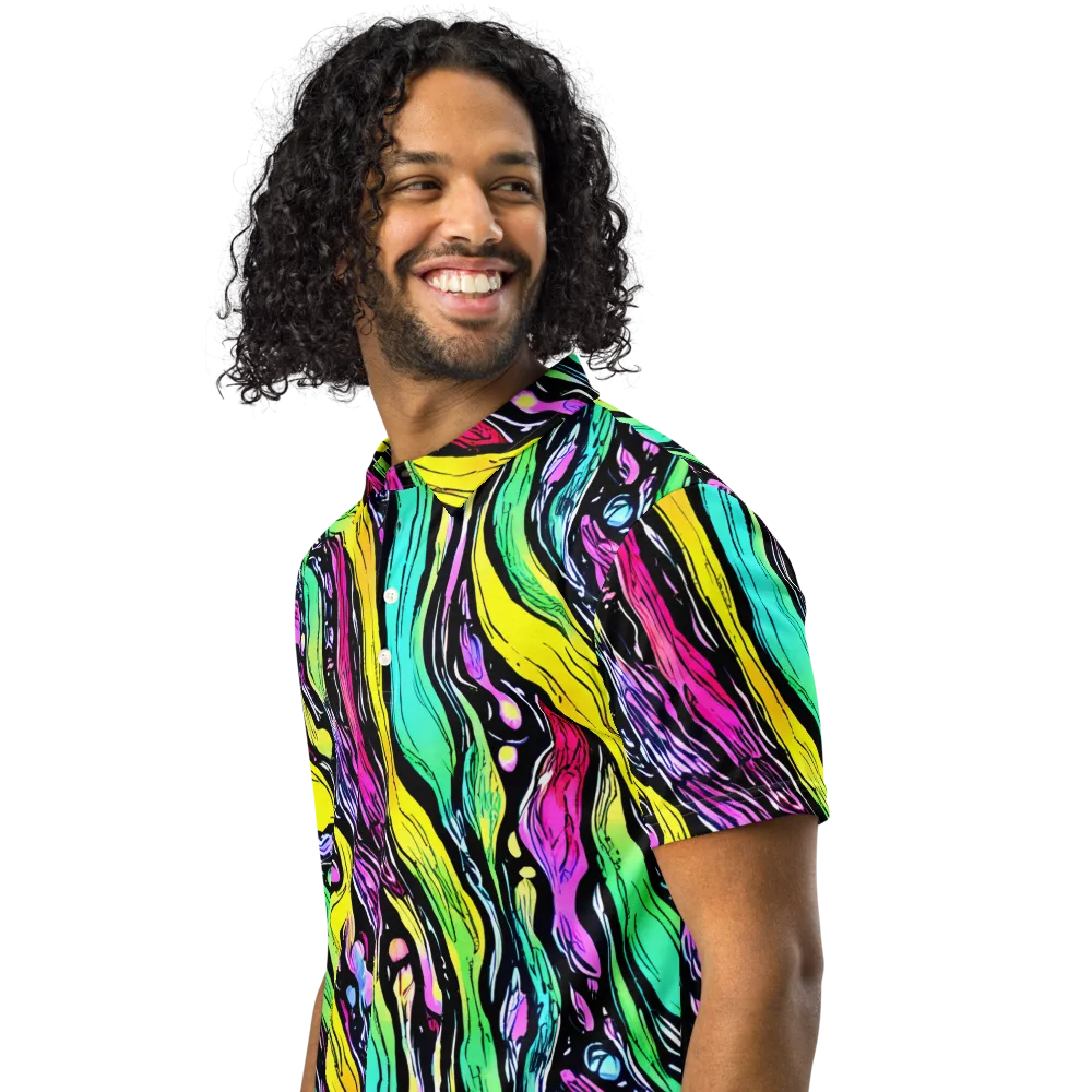 Neon Wildwater on Men's Slim Fit Polo Shirt — Left Front
