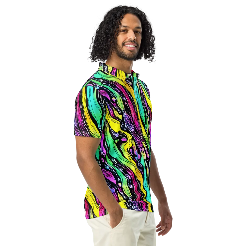 Neon Wildwater on Men's Slim Fit Polo Shirt — Right Front