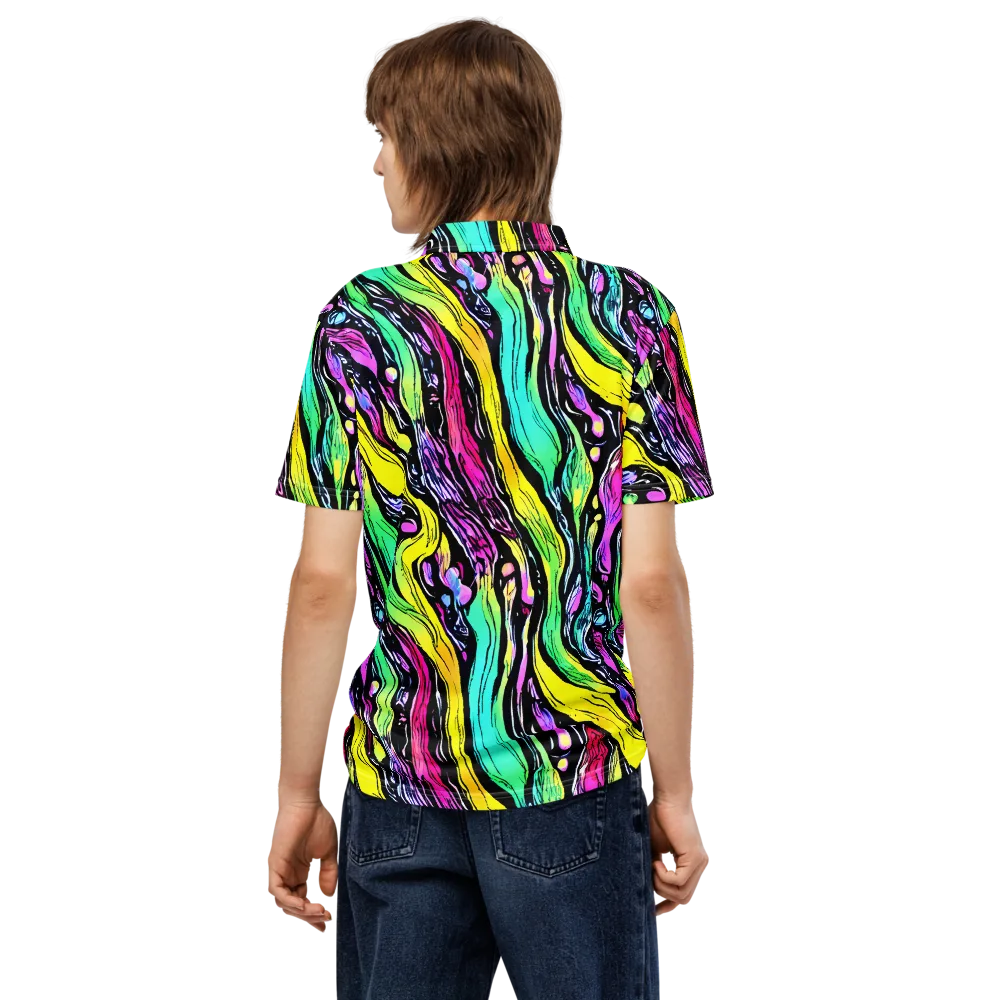 Neon Wildwater on Men's Slim Fit Polo Shirt — Back