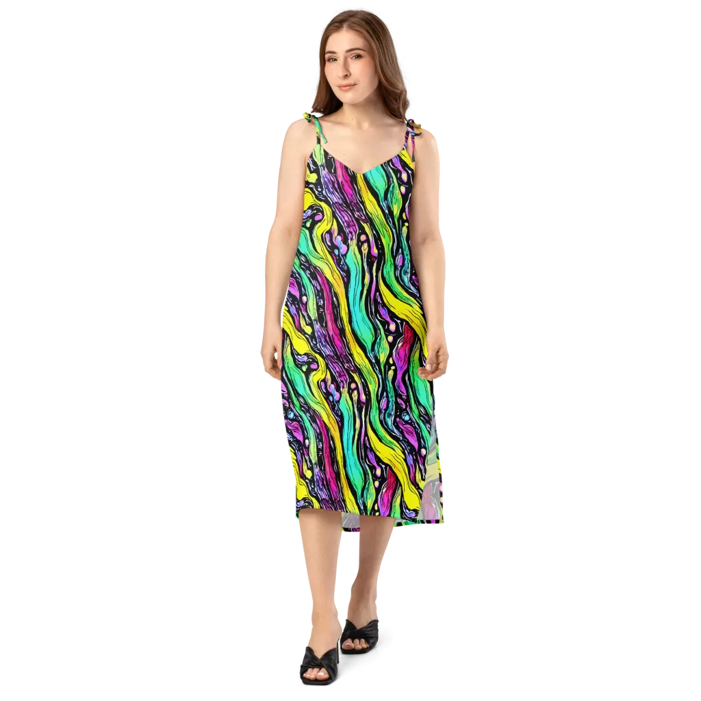 Neon Wildwater on Slip Dress — Front