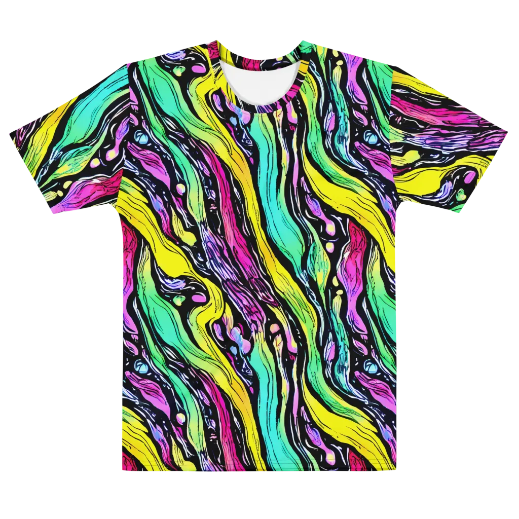 Neon Wildwater on Men's Cotton Crew Neck T-Shirt — Front