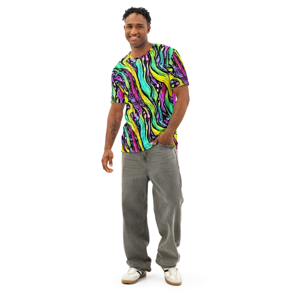 Neon Wildwater on Men's Cotton Crew Neck T-Shirt — Front