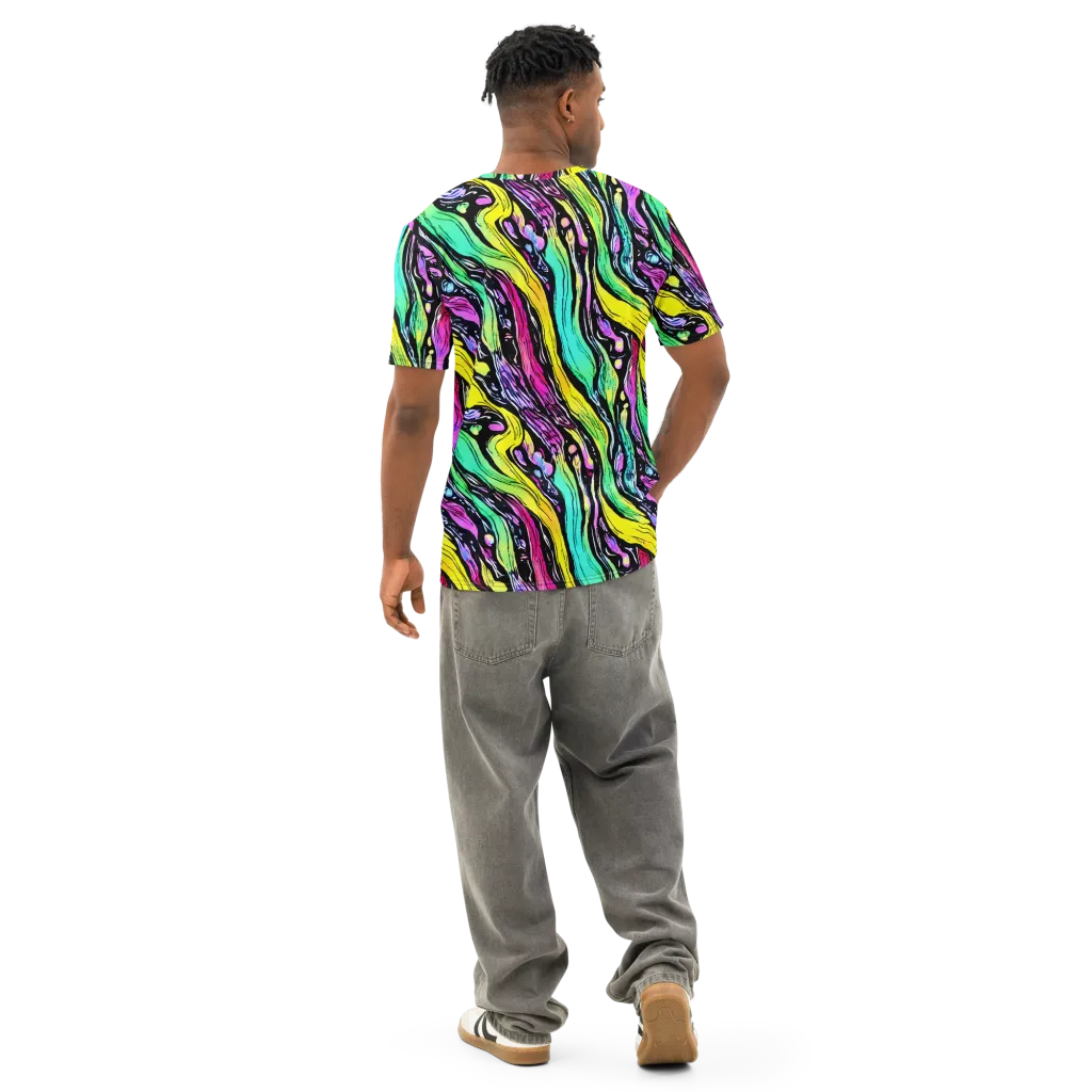 Neon Wildwater on Men's Cotton Crew Neck T-Shirt — Back